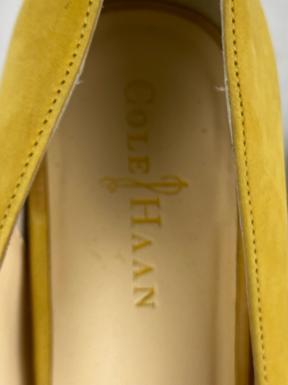 Cole Haan yellow nubuck leather Jocelyn OT peep-toe wedge shoes women’s size 8B - Picture 9 of 14